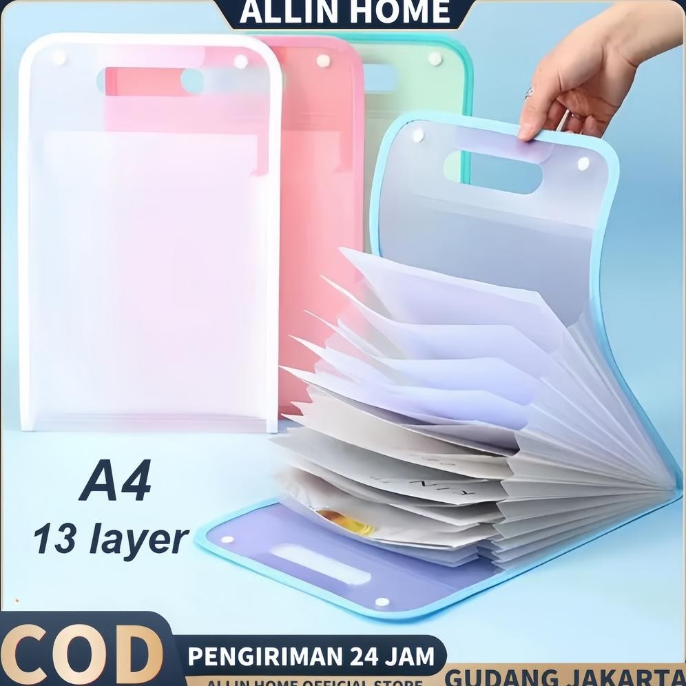 

ALLINHOME Tempat File Standing Anti Air A4 File Folder Document Bag / 13 Sekat A4 Map Tas Dokumen AST
