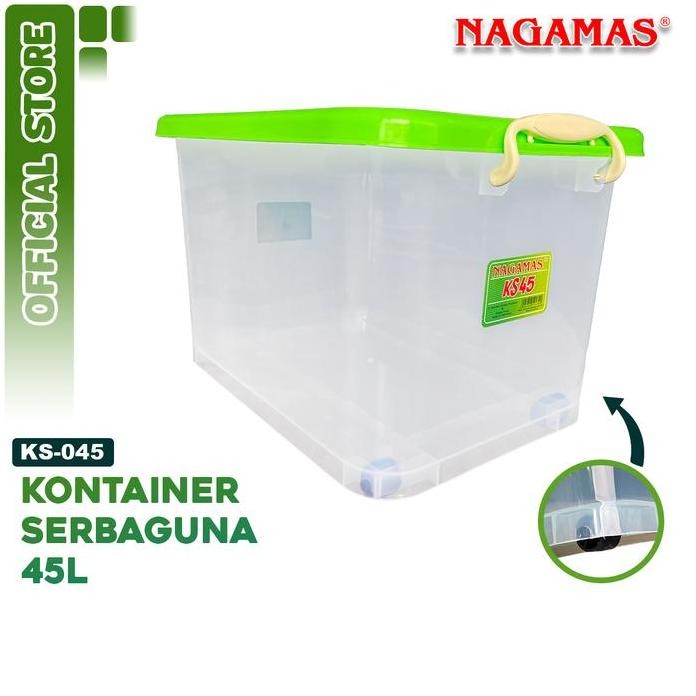 

Terlaris Nagamas Box Kontainer Plastik Dengan Roda Kotak Penyimpanan 45 Liter Putih