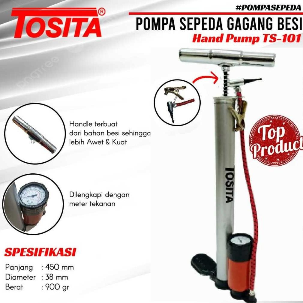 TERMURAH Pompa Tabung Tosita Poles Pompa Ban Sepeda Stainless Steel Pompa Tabung Sepeda Pompa Sepeda