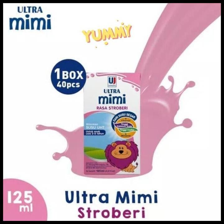 

Terlaris [Per Carton] Susu Ultra Mimi Strawberry Stroberi 125 Ml | Dus Isi 40 Pcs Good Quality