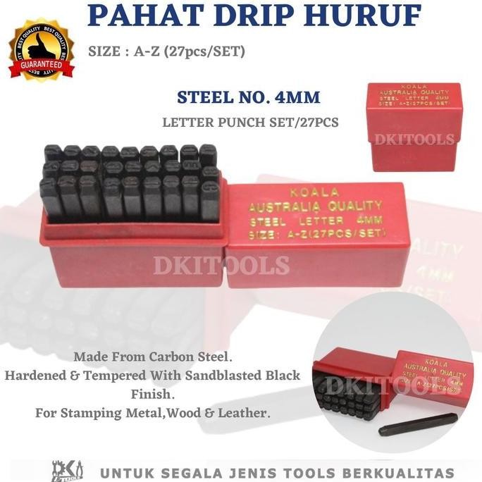 

Terlaris Set Pahat Drip Huruf Nomor Kunci Stempel Ketok 4mm A-Z 27pcs Merk KOALA - Besi, Aluminium SALE