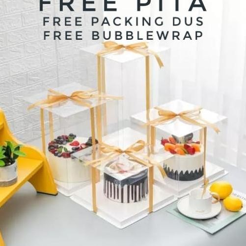 

Cake Box Mika Dus Kue Kotak Kue 30X30 Cm Tutup Transparant Pet Kotak Kado Hantaran Hampers Gift Box