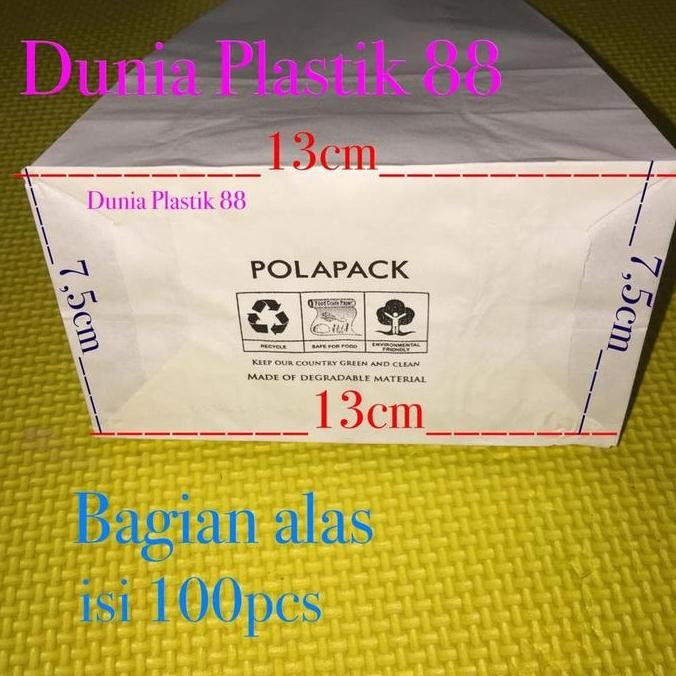 

Isi100Pc Paper Bag Flat Kantong Kertas Putih Makanan Gorengan Food Kue