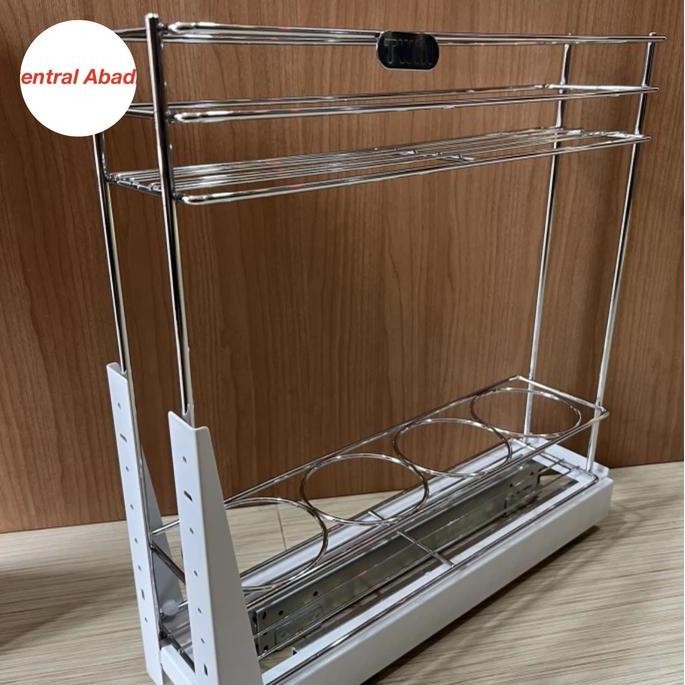 Rak Botol Kitchen Set Tarik 15Cm Rak Botol Dan Rel / Rak Bumbu Stainle