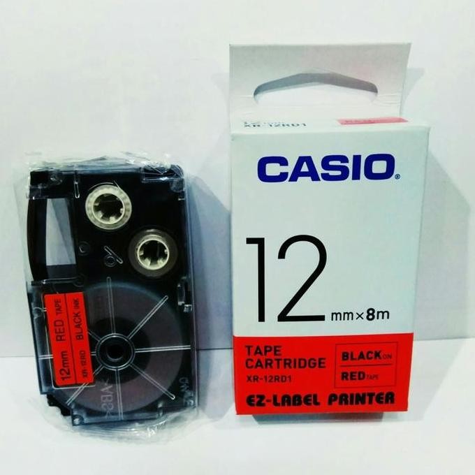 

Original Casio Ez-Label Printer Tape Cartridge 12Mm 12 Mm Black On Red New Stok