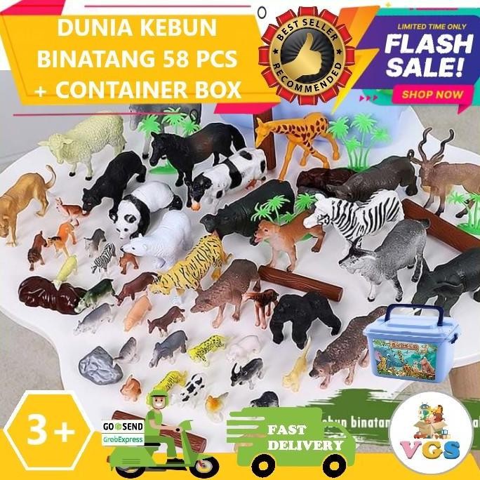 Mainan Anak Figure / Miniatur Kebun Binatang Zoo 58 Pcs