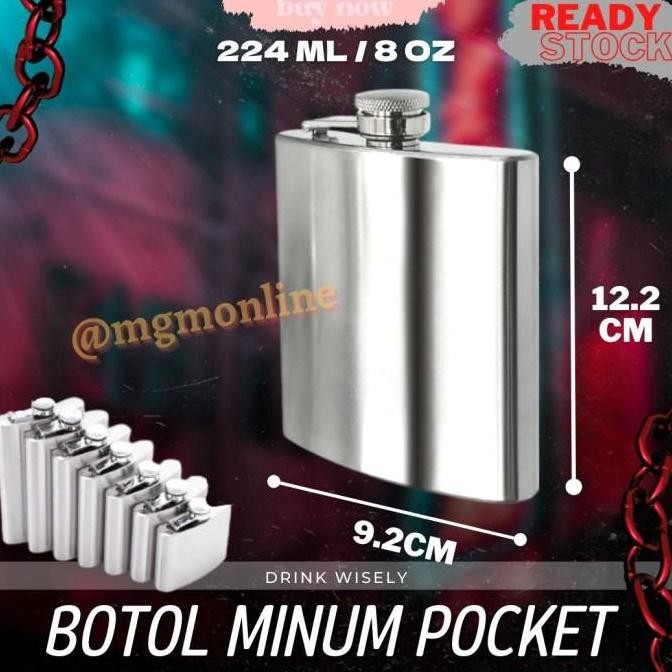 Botol Pocket Stainless 224Ml Hip Flask 8Oz Liquor Botol Minuman Keras