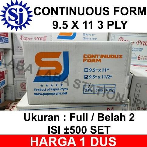 

TERMURAH - KERTAS CONTINUOUS FORM 3 PLY 9.5 X 11 SJ PAPER PRINT A4 / RANGKAP