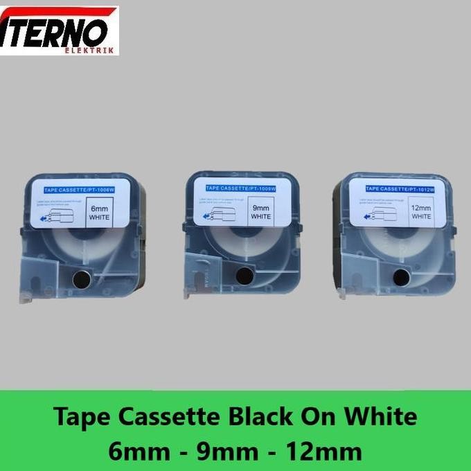 

Puty Label Tape Cassette 9Mm Pt-1009W Black On White Untuk Pt1010 New Stok