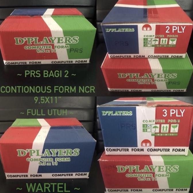 

TERBARU - Continous Form 9,5x11 K3 Full - PRS - Wartel - Bagi 2 NCR Rangkap 3 Ply - Kertas Komputer