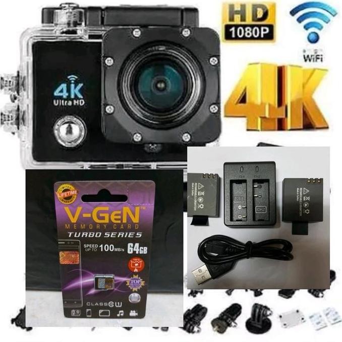 Tersedia [BISA COD] PAKET LENGKAP KOGAN WIFI Action Cam PLUS MEMORY 8,16,32 dan 64GB/ PLUS BATERAI 1