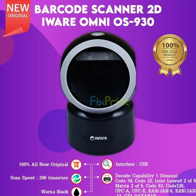 Bar Scanner Iware Omni Os-930 Os930 Os 930 2D Qr E-Faktur Usb New Stok