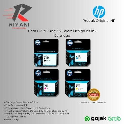 Tinta Hp 711 Black & Colors Designjet Ink Cartridge New Stok