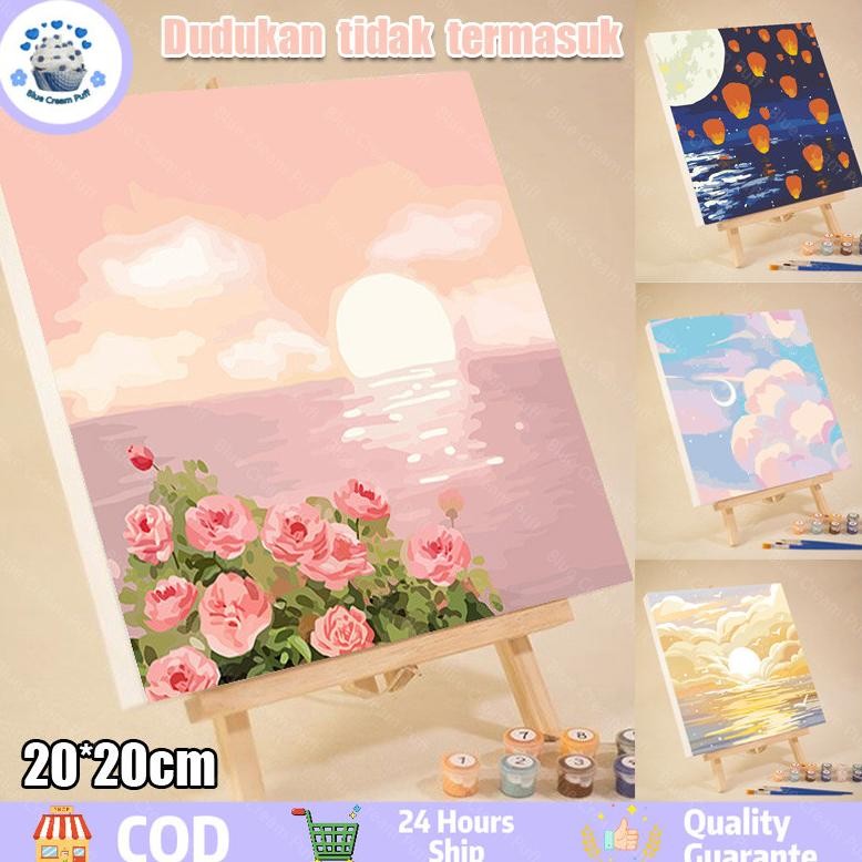 

Bunga Pemandangan diy lukisan cat minyak digital anak-anak siswa dilukis dengan tangan mengisi lukisan cat minyak berwarna 20 * 20cm AST