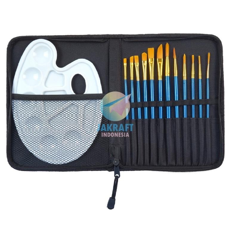 

(1 Set) Paket Kuas Cat Lukis Set JOYKO BRS-7 isi 12 Brush No.1~12 + Palette Palet PLT-111 + Hardcase Lengkap AST