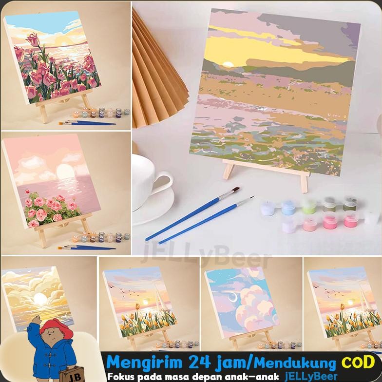 

DIY Paint By Number - Scenery Series 20x20cm Painting Kit Canvas Kit Digital Oil Painting Ruang Tamu Kamar Tidur Dekorasi Lukisan Kartun AST