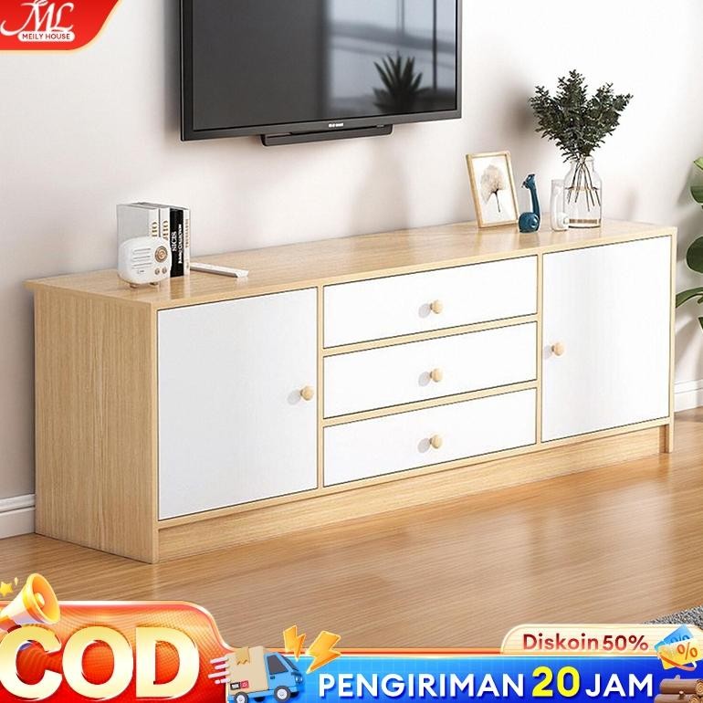 120/140cm Meja TV Kayu TV Serbaguna Rak TV Minimalis Bufet TV Minimalis Kayu Modern Murah TV Rak