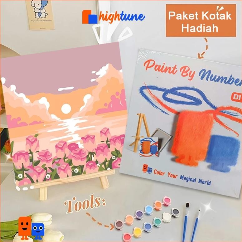 

Hightune 20x20cm Paint By Number Aesthetic Series Diy Digital Painting Kit Kanvas Painting-Alat Lukis Lengkap 1 Paket AST