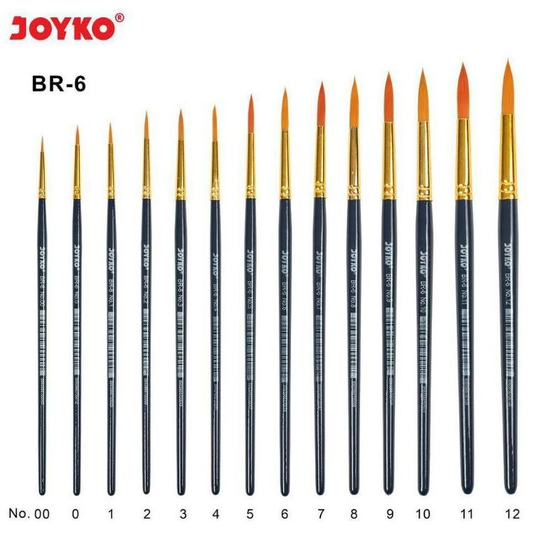 

GROSIR SELUSIN JOYKO BR 6 PAINT BRUSH KUAS LUKIS RUNCING NYLON BULU KUNING AST