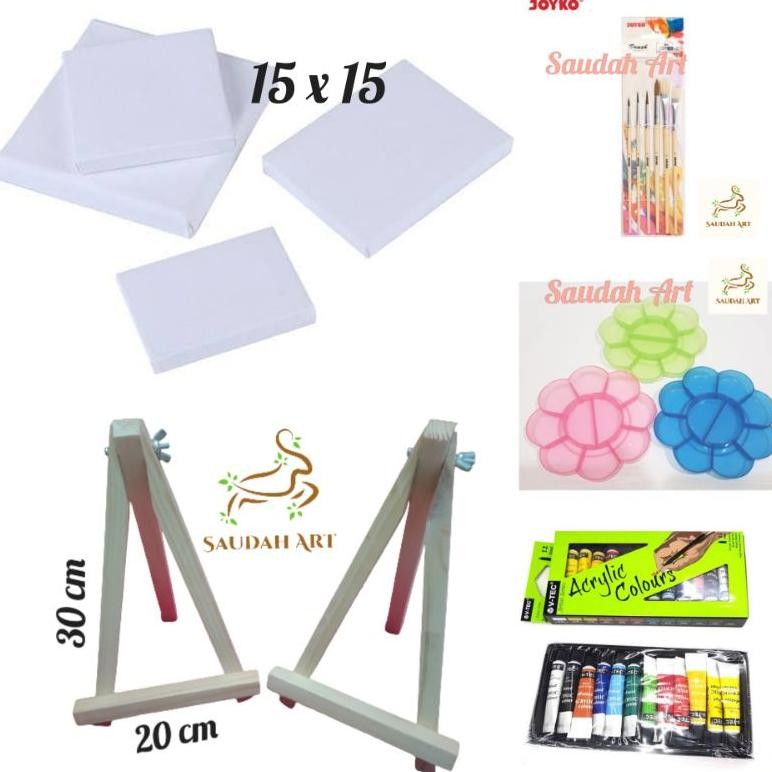 

Paket Lukis Lengkap (kanvas 15x15,kuas,palet,cat akrilik, easel 20x30) AST