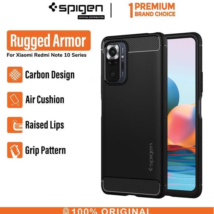 Case For Xiaomi Redmi Note 10 /10S/ Pro Max Spigen Rugged Armor Carbon