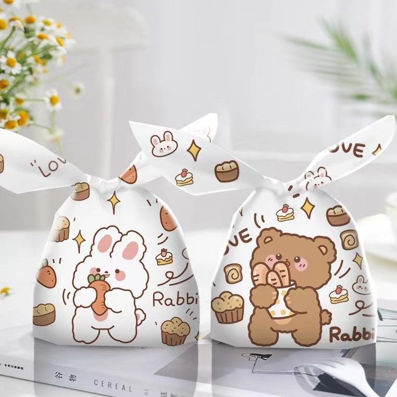 

Ready 50Buah Tas Kemasan Snack Kelinci Plastik/Tas Kado Biskuit Ukuran Kecil