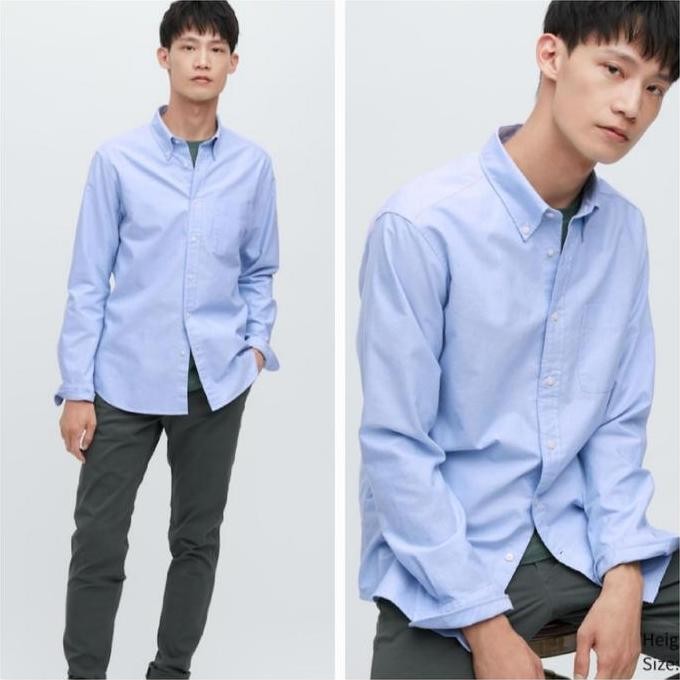 Kemeja Uniqlo Oxford Slim Fit Biru Baru Asli Original (Best Quality)