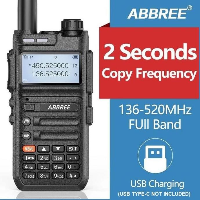 TERMURAH - HT ABBREE AR-F5 Walkie Talkie Full Band 128CH Wireless Copy Frequency