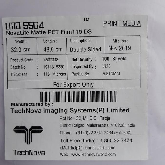 

TERLARIS - Technova LMO 115 Micron Kertas Synthetic