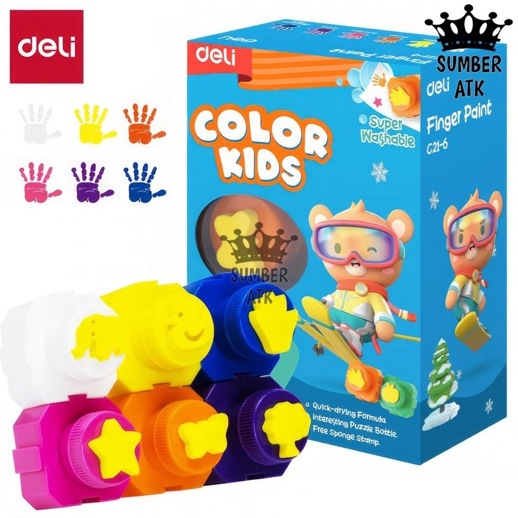 

Finger Paint Super Washable Color Kids / Cat Jari Tangan Deli 20ml x 6 Warna C21-6 AST