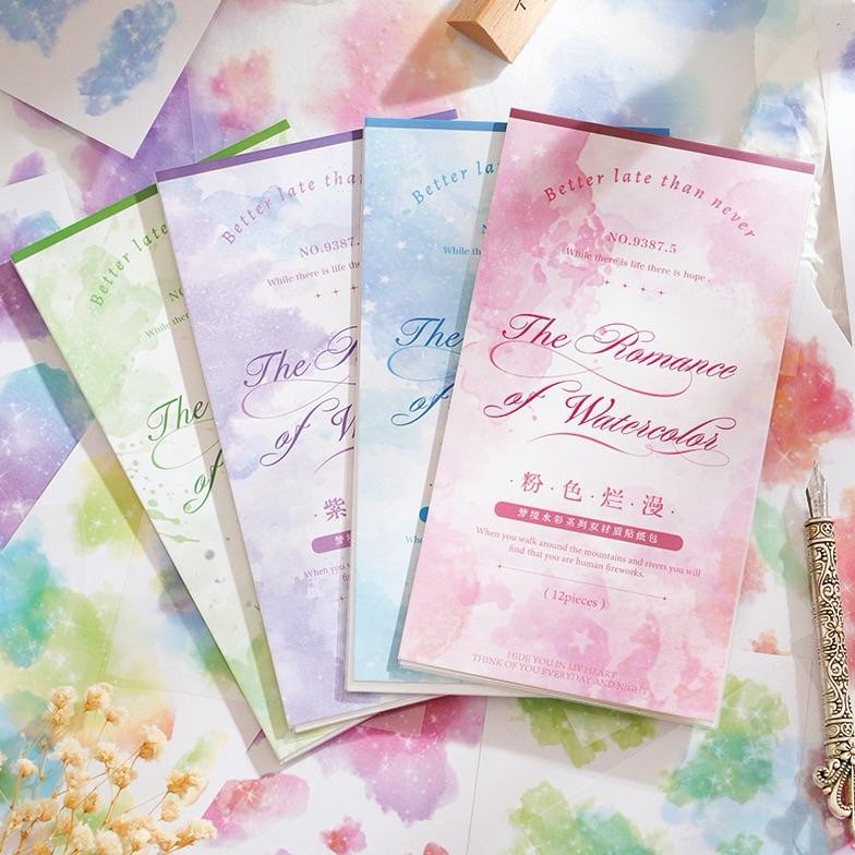 

(1FB) sticker book washi + pet transparan motif abstrak pastel splash abstract journaling AST