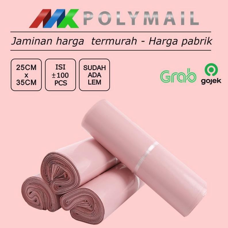 

POLYMAILER 100PCS 25x35CM BABY PINK PREMIUM GLOSSY PLASTIK POLYMAILER PINK AST