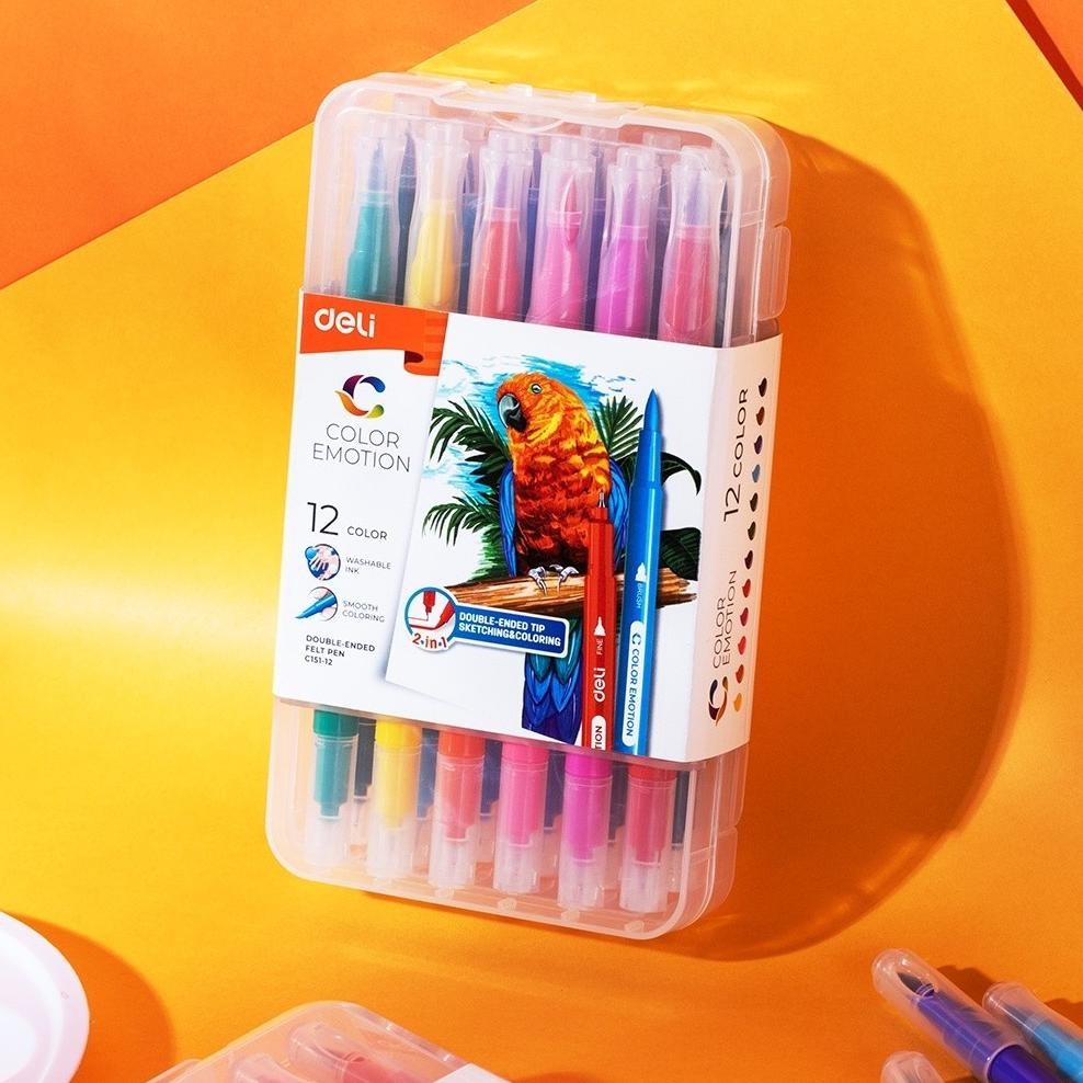 

Deli Felt Pen Spidol Color Emotion 2 Tip 12 Warna - EC151-12 AST