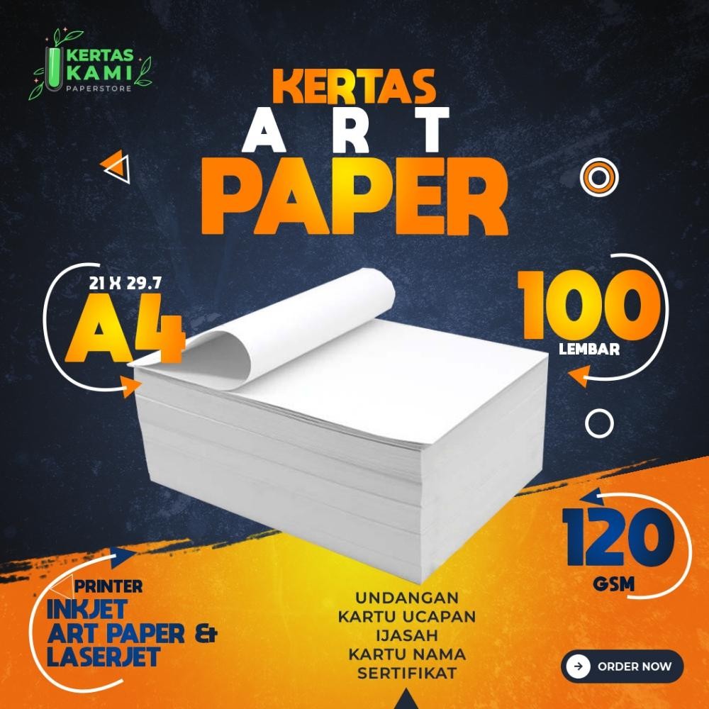 

Kertas Art Paper 120 gsm A4 isi 100 Lembar - Art Paper 120 gram 1 Pack Bahan Lemas Brosur Pamflet Flyer Semi Glossy AST