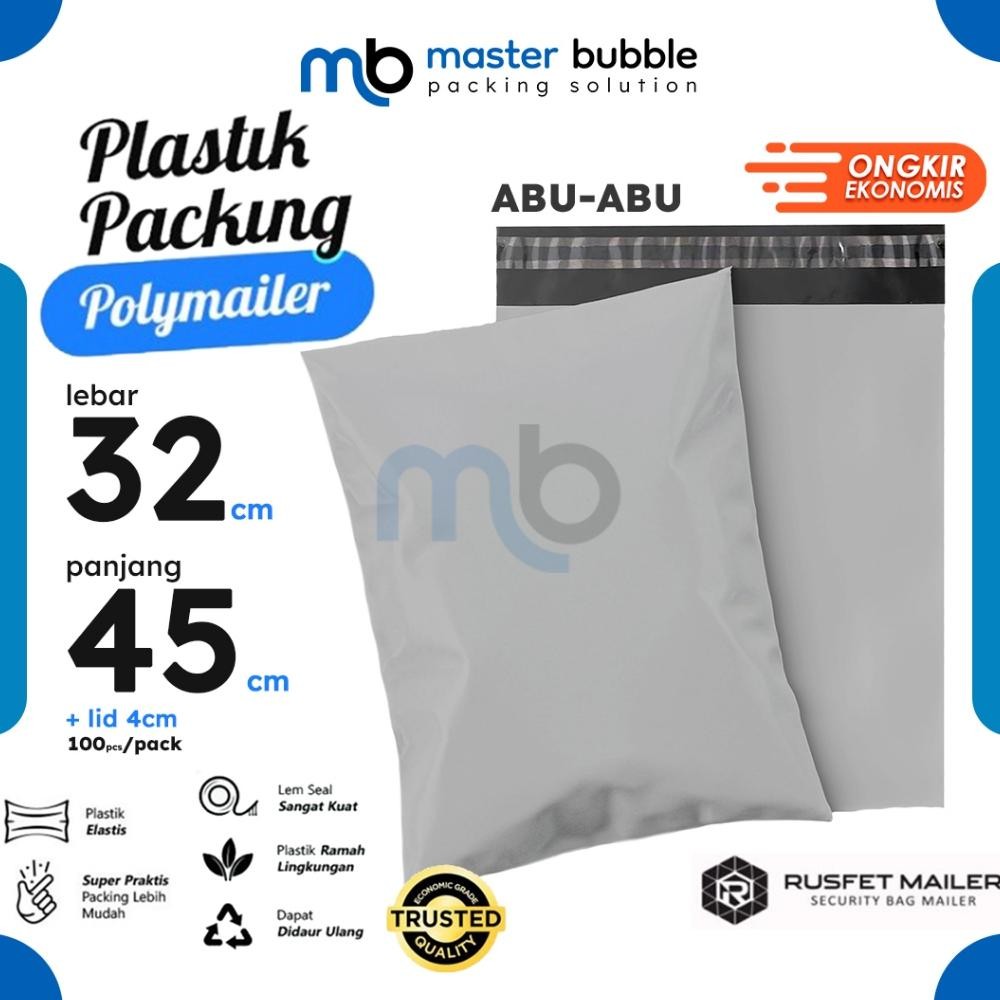 

Polymailer Amplop Abu-abu 32cm X 45cm Polos Solid Color Plastik Packing Online shop Harga Per-Pack AST