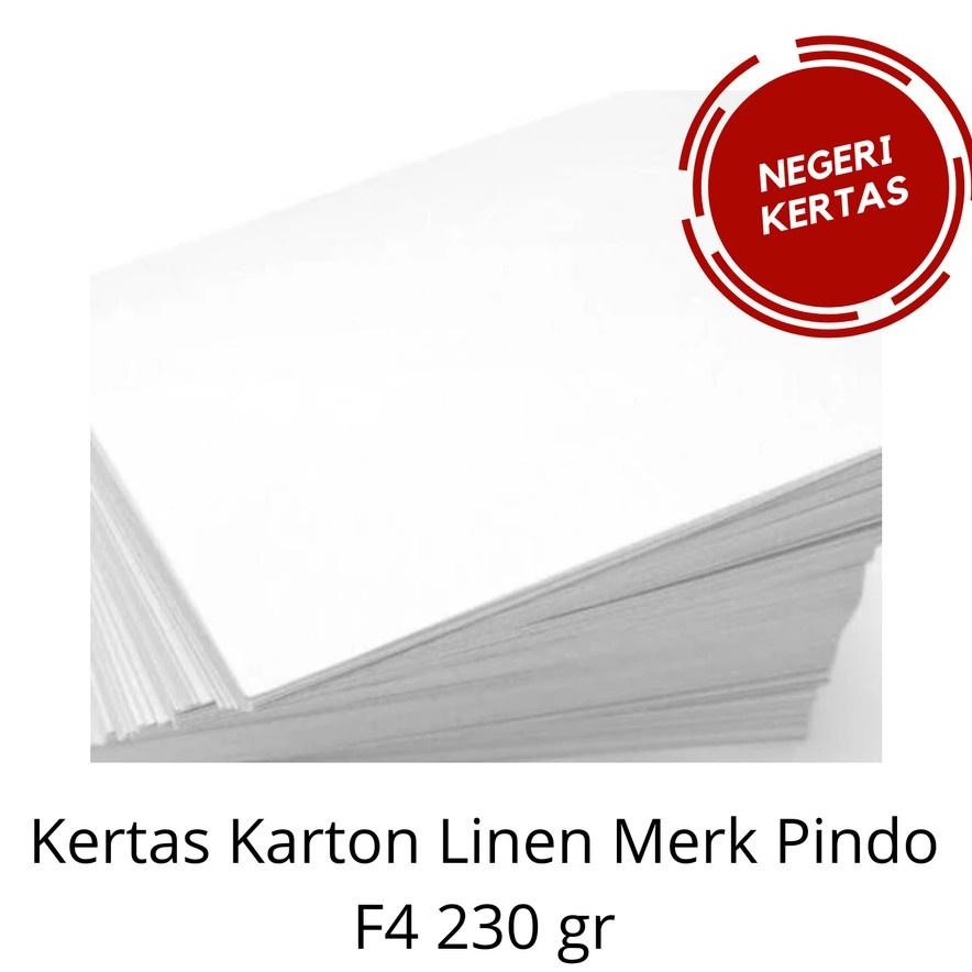

Kertas Karton Linen F4 ( 21,5 cm x 33 cm ) / A4 (21 cm x 29,7 cm) 230gsm putih MERK PINDO (Isi 50 lembar) AST