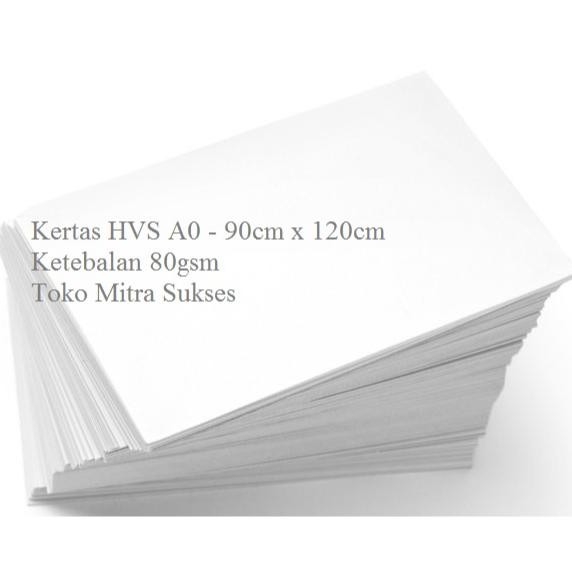 

5 Lembar Kertas HVS A0 - 90cm x 120cm x 80gsm AST