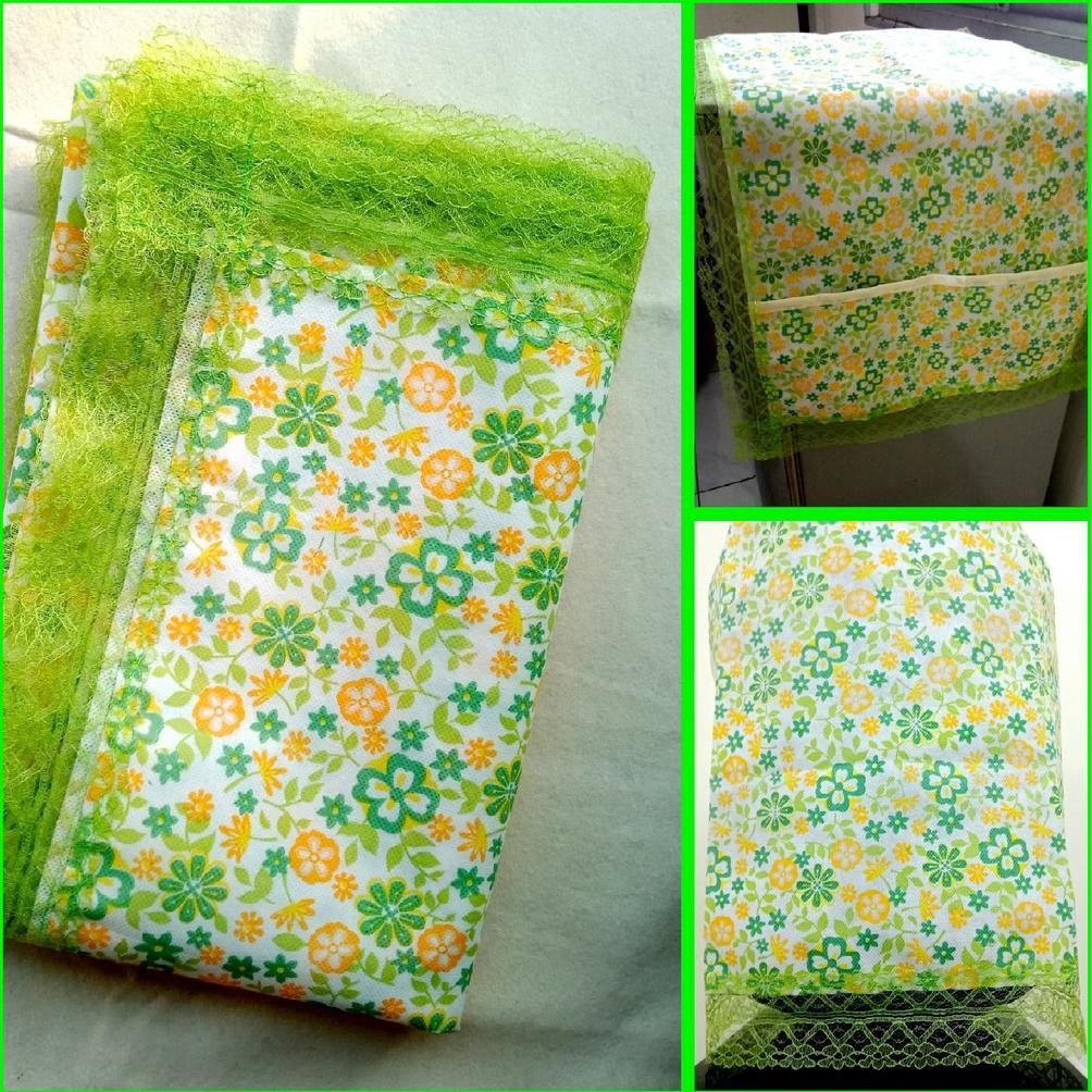 1 Set Taplak meja makan 4 - 6 kursi , cover kulkas , cover galon anti air