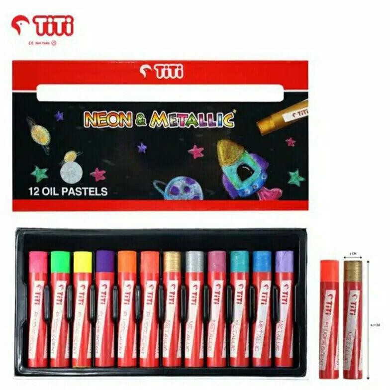 

PL-12FM Crayon Minyak Titi Fluorescent Metallic 12 Warna Oil Pastel AST