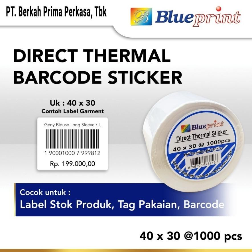 

BLUEPRINT Direct Thermal Sticker 40x30@1000 Label Stiker 40x30mm 1pack(5roll) AST
