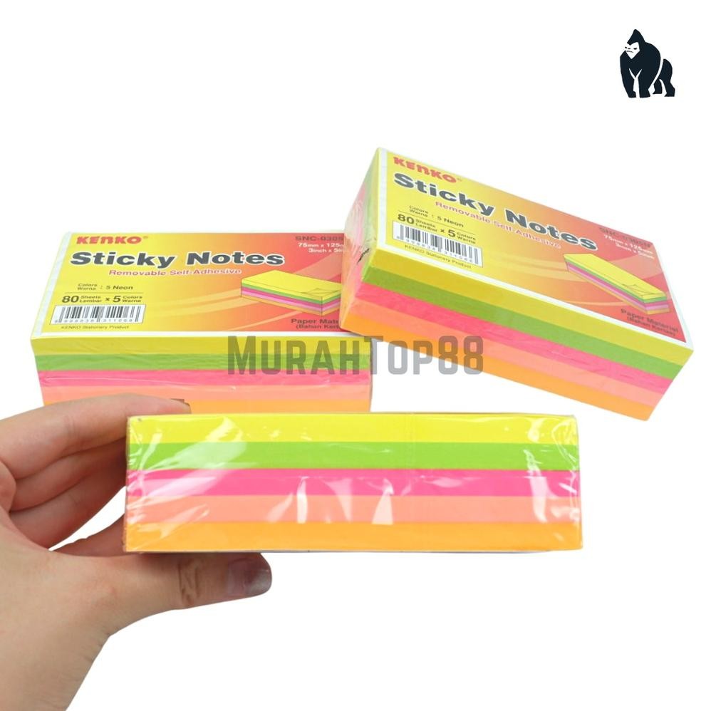 

Sticky Notes Kenko SNC-0305N 75 x 125 mm / Kertas Memo Tempel 5 Warna Warni Neon Colors / Stick Note Rectangle AST