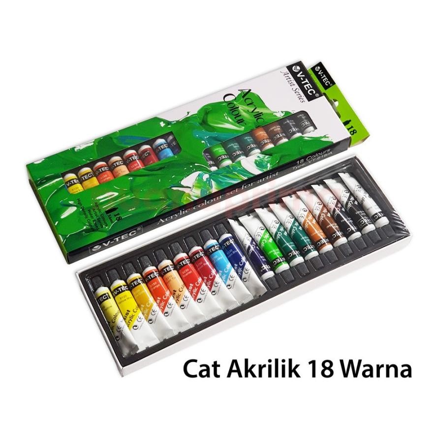 

V-TEC Acrylic Colour / Cat Akrilik VTEC 6ml 18 warna per Set AST