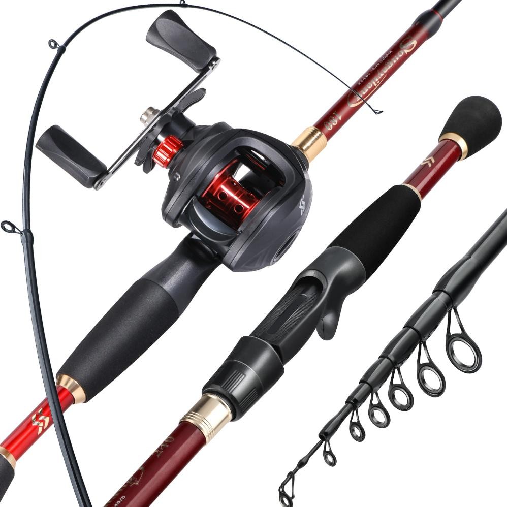 Sougayilang Joran Pancing Set 1.8/2.1/2.4m Joran Set Reel Casting Reel BC Pancingan Set Lengkap