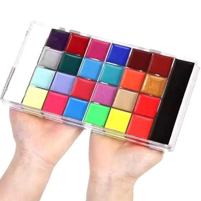

26 Colors Oil Face Painting Palette Cat Wajah Dan Tubuh Paint Halloween Face Painting For Kids Non-Toxic Makeup Face Paint Set AST