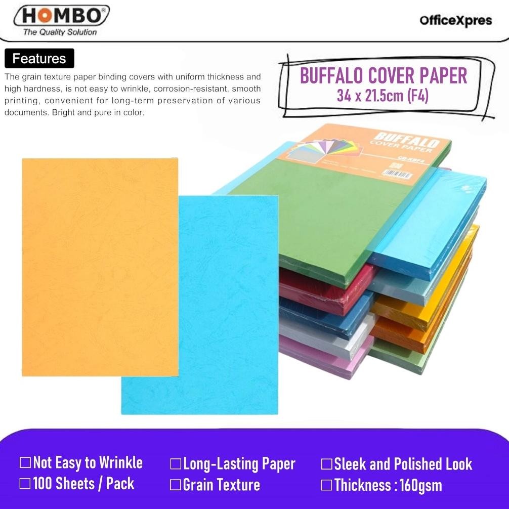 

Kertas Buffalo F4 / Cover Paper Buffalo / Grain Binding Cover F4 (34 x 21.5cm) / Kertas Jilid Buffalo / Buffalo Folio AST