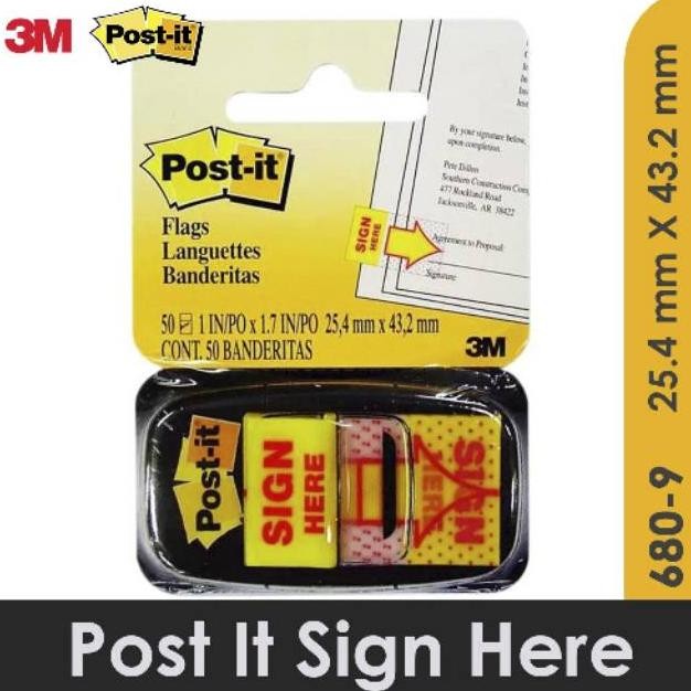 

Post It 3M Sign Here 680-9 Sticky Note AST