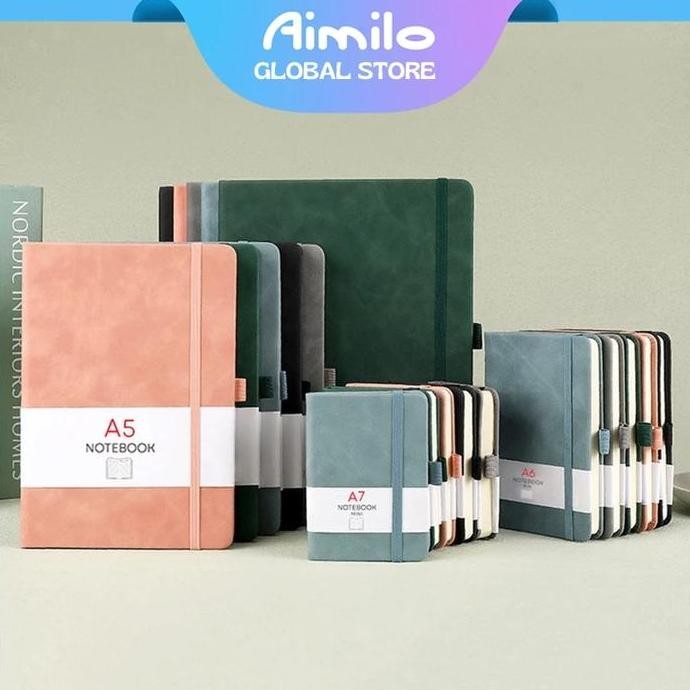 

Aimilo Notebook A5/A6/A7 Buku Diary Aesthetic Buku Catatan Buku Notes Kecil Notebook Tali 100 Lembar Co