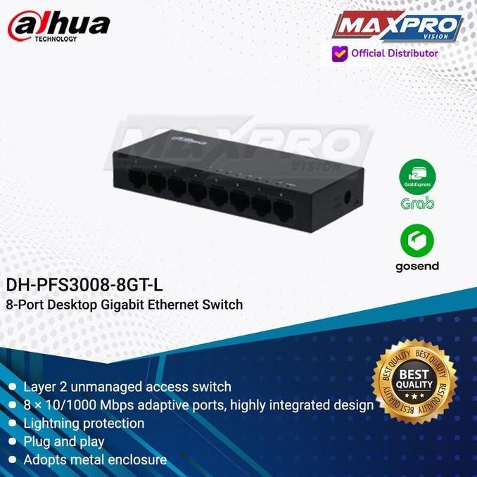 Dh-Pfs3008-8Gt-L - Dahua Switch Non Poe 8Ch Desktop Gigabit Ethernet New Stok