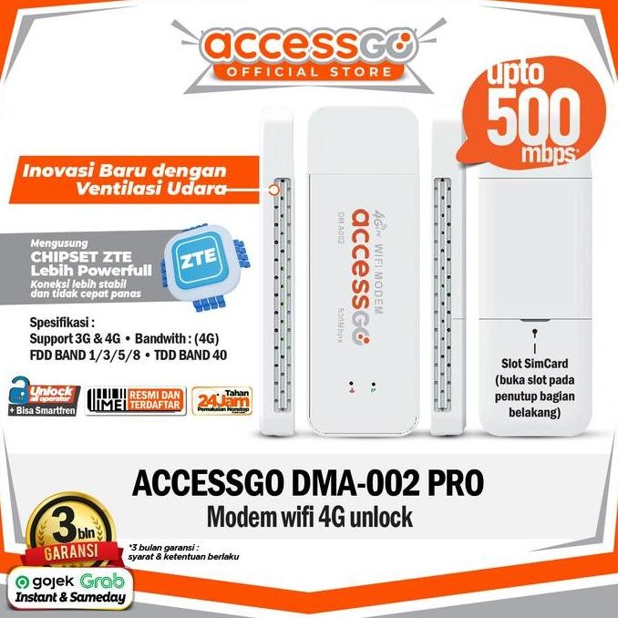 Modem Wifi Router Wifi Stick Usb 4G Lte Dma-002 Pro Zte Chipset (Unlock All Operator) Resmi New Stok