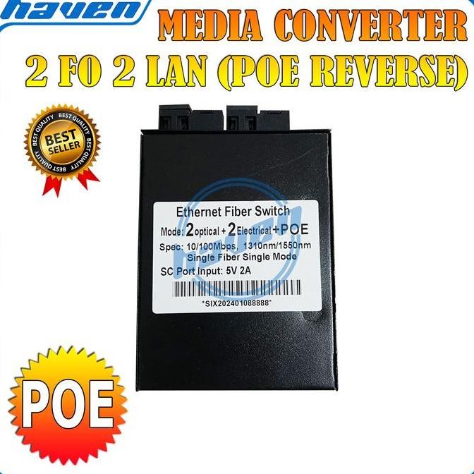 Media Converter 2 Fo 2 Lan Poe Switch Fiber Optic Htb 2 Sc 10/100 Mbps New Stok